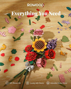 Rowood 3D Puzzles for Adults, DIY Wooden Flower Building Block Set Craft Kit - Image 3