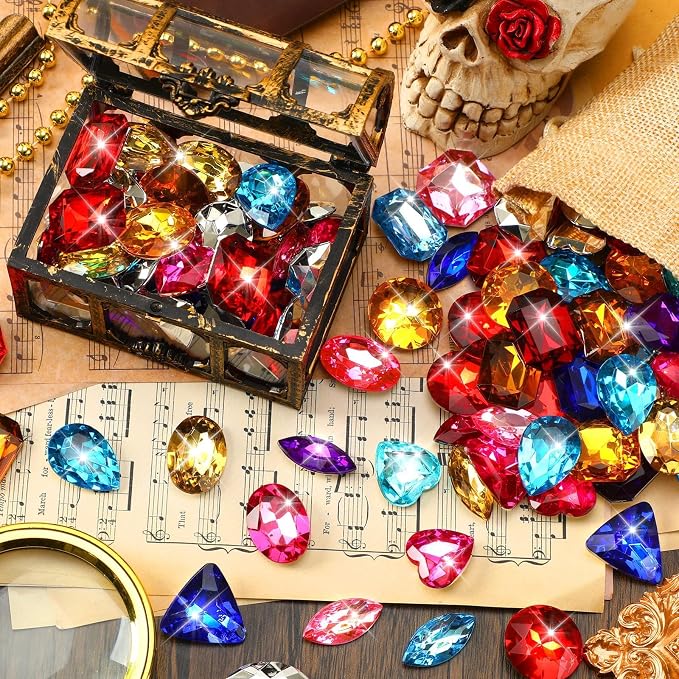 MARFOREVER 150 Pcs Toy Gems Pirate Treasure Jewels Colorful Acrylic Rhinestones - Image 5
