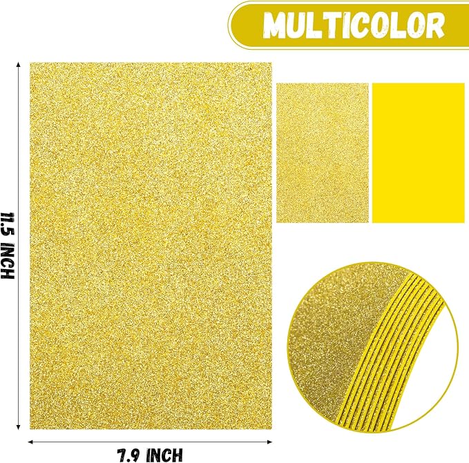 10 Pack Glitter Foam Sheets Craft 8 x 12 inch | Sparkles Foam Paper - Image 2