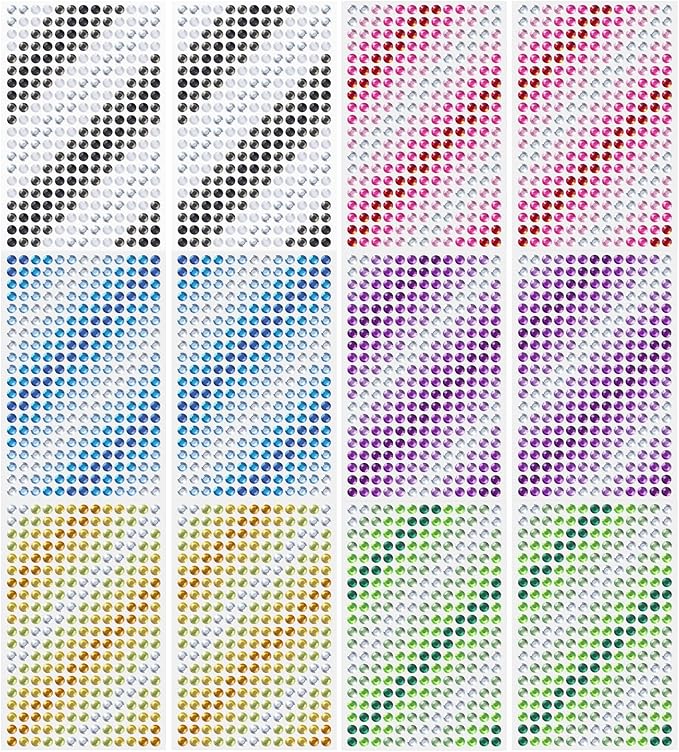 3120pcs 6mm Gradient Self-Adhesive Gem Stickers Bling Stickers by Buylorco