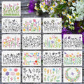16 Pieces Wildflower Stencils for Painting on Wood, Reusable Flower Paint by Felixcraft-DIYDreamscape