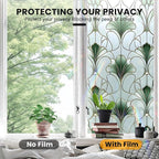 Stained Glass Window Privacy Film: Non-Adhesive Sun and Landscape Mosaic Design - Image 5