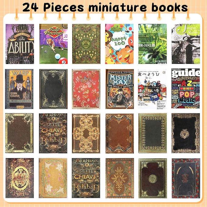 24PCS Miniature Books for Dollhouse, 1:12 Scale Mini Books | 24 pcs miniature - Image 7