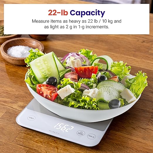 Etekcity 22lb Food Kitchen Scale, USB Rechargeable, IPX6 Waterproof | Digital - Image 2