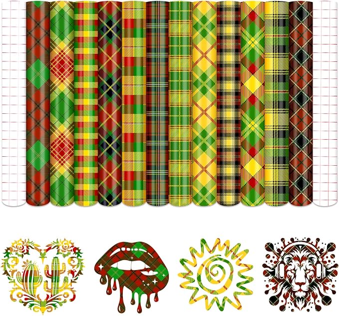 Tintnut African Plaid Permanent Vinyl, waterproof, easy peel & stick, works by Tintnut