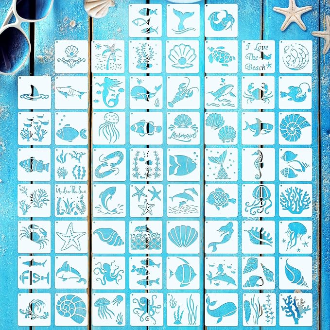 Marspark 66 Pcs Small Stencils for Crafts Reusable 3 Inch Stencils for Painting by Marspark