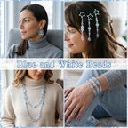 ZHIYUXI 1150PCS Blue Beads Winter Glass Beads Kit Blue White Jewelry Making | - Image 4
