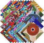 100 Pcs 10 x 10 Inch African Cotton Fabric Squares Quilting Fabrics Bundles by Unknown