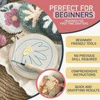 Emri Lane Punch Needle Kit – 6 Floral Design Punch Needle Embroidery Kit w/Monk - Image 2