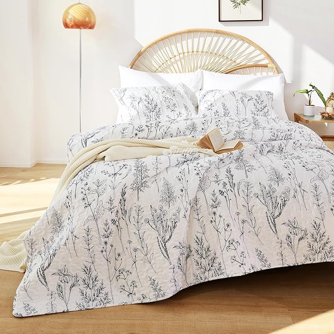 JANZAA Quilt King Size White Quilt Bed Spread Boho Quilt - Image 5