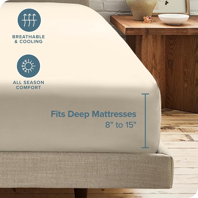 Bare Home 2-Pack Fitted Bottom Sheets King - Image 4