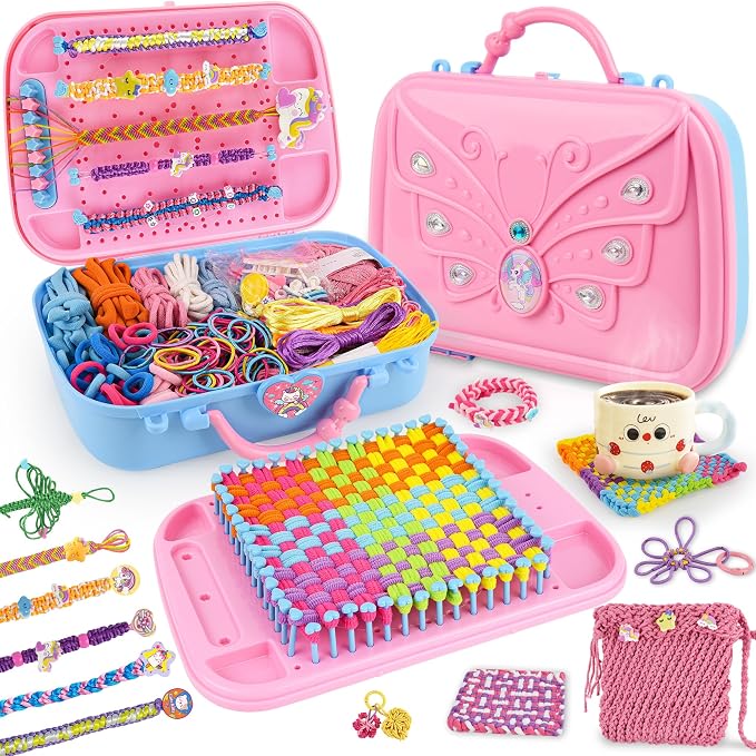 6-in-1 Friendship Bracelet Making Kit, Weaving Loom Kit Toys, 500+ Pcs Craft by Nicella