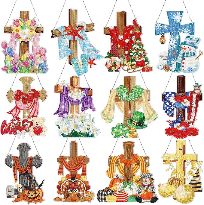 Cinnvoice 12 Pcs Summer Seasonal Diamond Art Hanging Ornament Kit by Cinnvoice