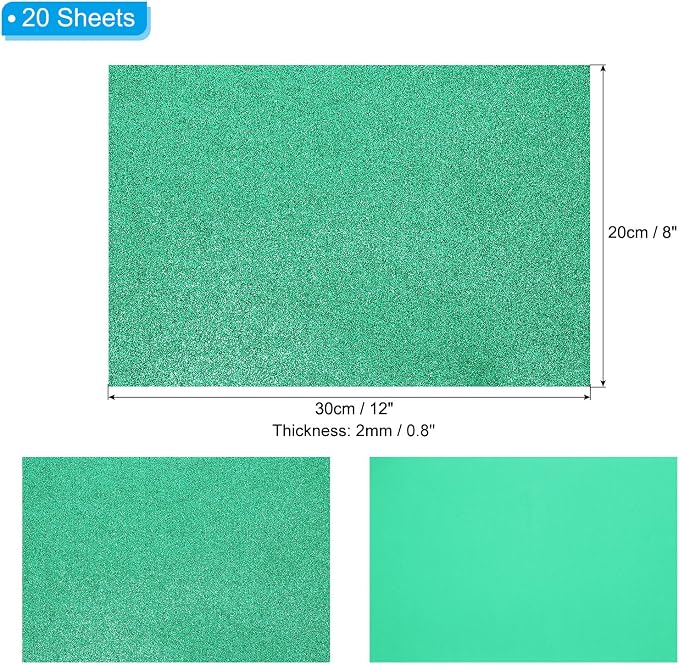 PATIKIL Dark Green Shiny EVA Glitter Foam Sheet 11 x 8 Inch 2mm Thick Sparkle - Image 2