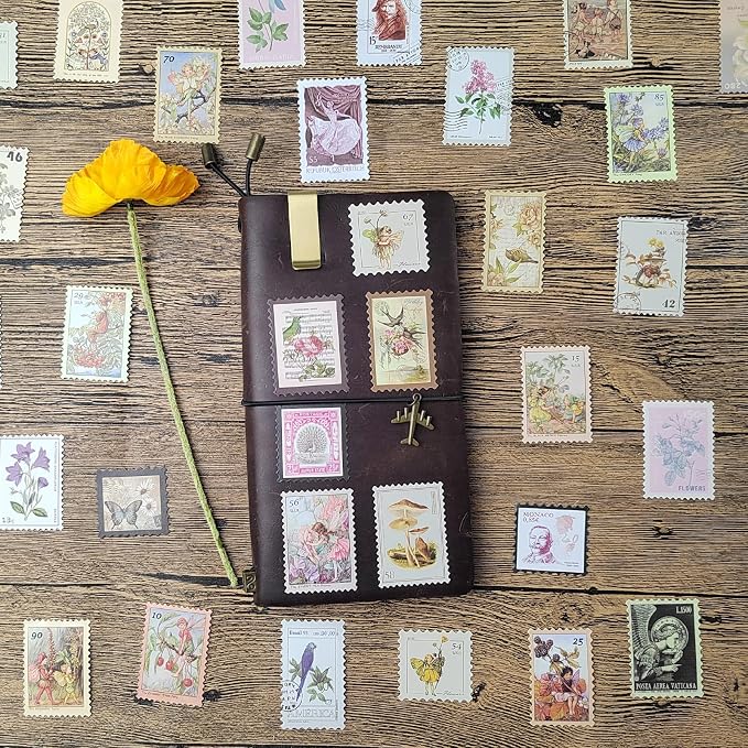 Vintage Postage Stamp Stickers for Scrapbook, Botanical Fairy Sticker for Junk - Image 7