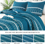 Andency Teal Twin Quilt Set, 2 Pieces Boho Lightweight Soft Striped Bedspread - Image 3