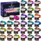 Chameleon Mica Powder, 28 Jars of Color Shift Mica Powder Set by BALTICDAYpuresoul