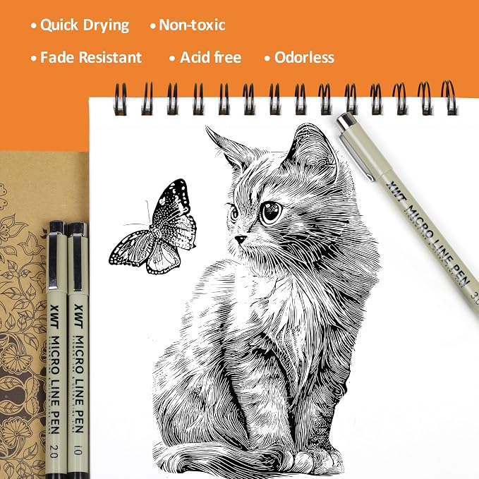 Micro Fineliner Pens 9 Size/Set, Ultra Fine Fineliner, Soft Nib, Brush Marker - Image 3