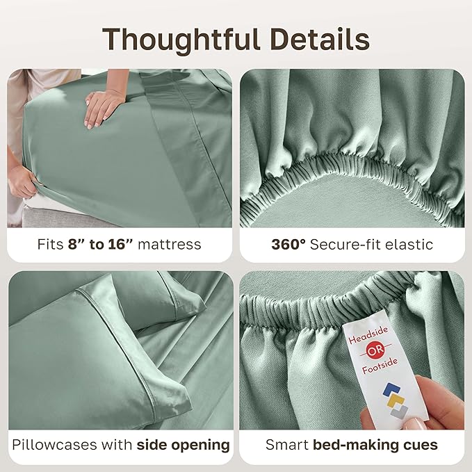 California Design Den Soft 100% Cotton Bed Sheets King Size Set, 400 Thread - Image 6