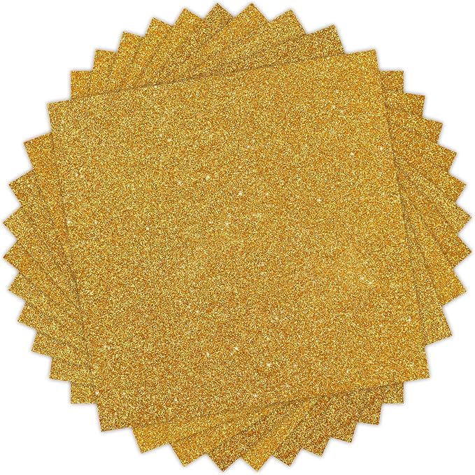 HTVRONT Gold Glitter HTV Vinyl, 11 Pack, Compatible by HTVRONT
