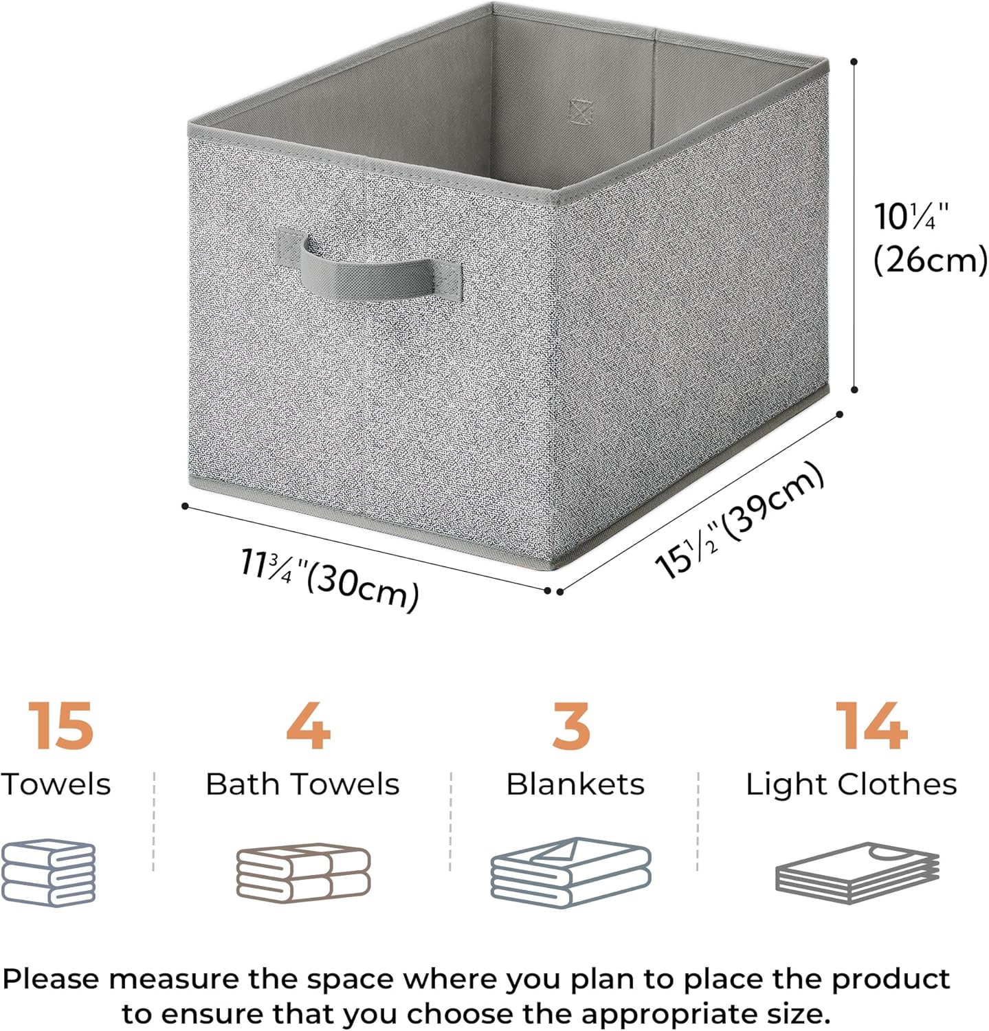 GRANNY SAYS Closet Storage Bins, Storage Baskets for Organizing, Fabric Storage Bins with Handles, Clothing Storage Containers for Organization Wardrobe, Gray, Extra Large, 3-Pack