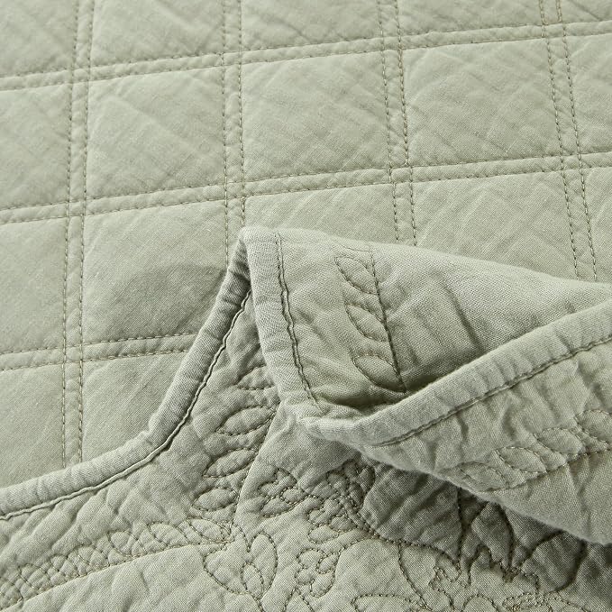 ROOMLIFE Quilt Set Full Size 3D Floral Embroidery Pattern 3-Piece Cotton - Image 7