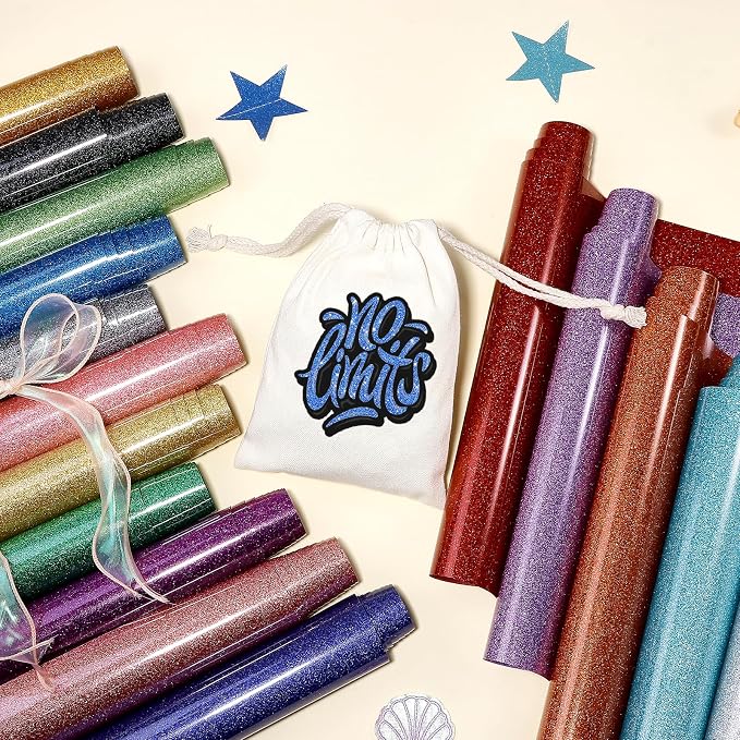 Tintnut Blue Glitter Heat Transfer Vinyl Roll, easy cut & weed, stretch washable - Image 4
