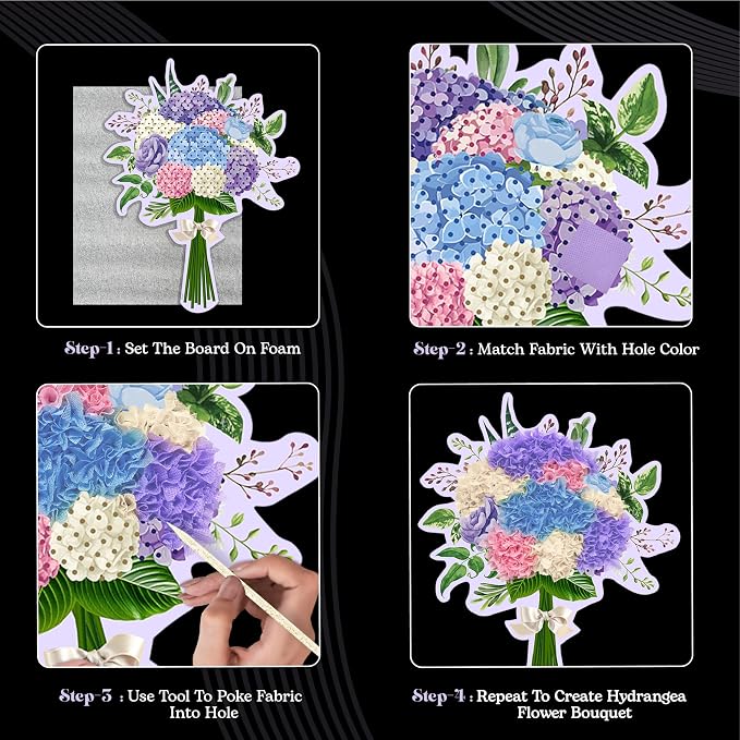 Unwynd Poke Art Hydrangea Flower Bouquet | Mess-Free Arts and Crafts - Image 7