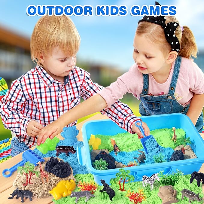 Billeeit Animal Sensory Bin Sand Toy | Play Sand Kit w/lid and 2.2lbs Moldable - Image 4