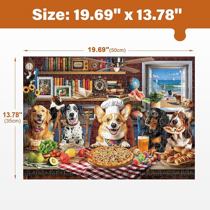 BenBen Puzzles for Adults 500 Pieces, Dogs' Dinner Party, Dog Jigsaw Puzzle - Image 2