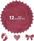 Glitter HTV Heat Transfer Vinyl, Hot Pink 12pcs 12" x 10" Iron-on Vinyl | Iron by Unknown