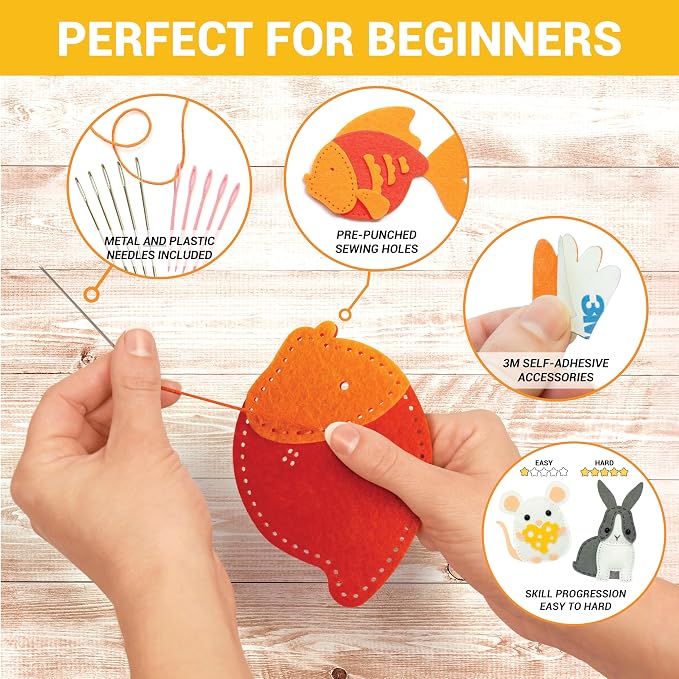 Craftorama Sewing Kit for Kids, Fun and Educational Pets Craft Set for Boys and - Image 5