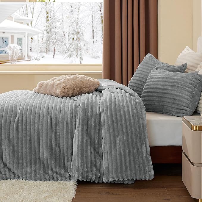 BEDELITE Fleece California King Comforter Set -Super Soft & Warm Fluffy Light - Image 4