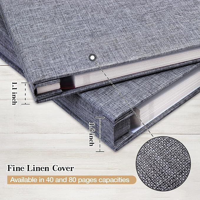 potricher Large Photo Album Self Adhesive 4x6 5x7 8x10 Pictures Linen Cover 80 - Image 5