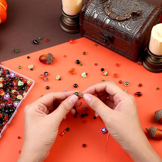 ZHIYUXI 1150PCS Halloween Glass Beads Orange Pumpkin Beads Jewelry Making | - Image 2