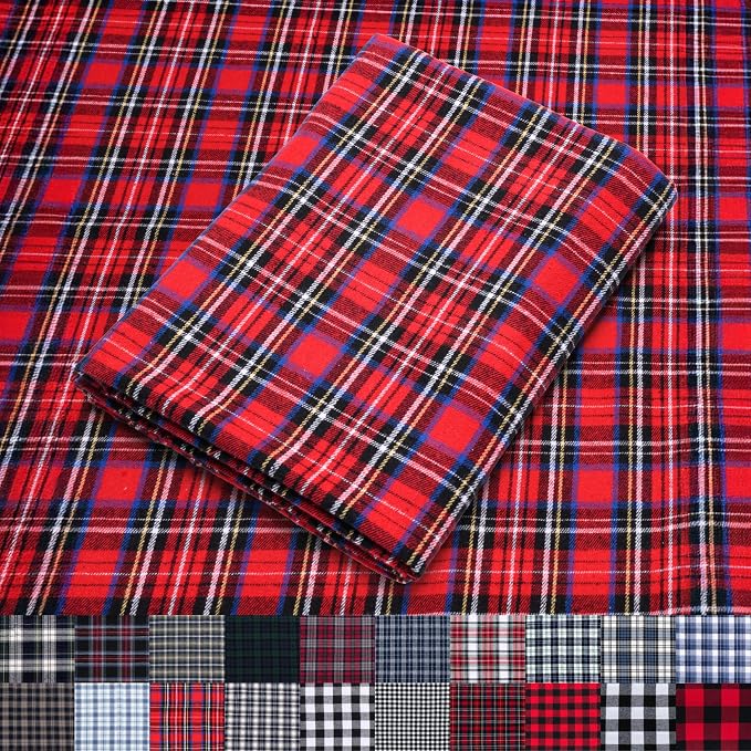 Pico Textiles 5 Yards Bolt Red and Black Tartan Plaid Flannel Fabric by PicoTextiles
