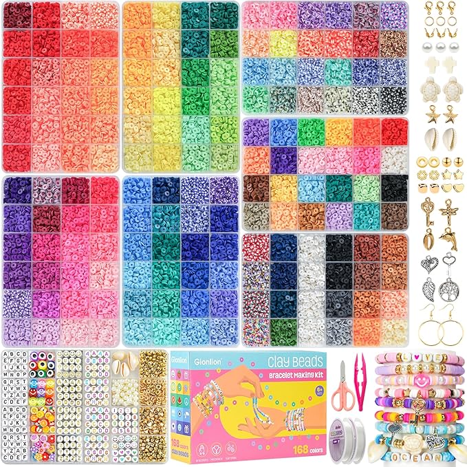 Gionlion 30, 168 Colors 8 Boxes Flat Preppy Beads by Gionlion