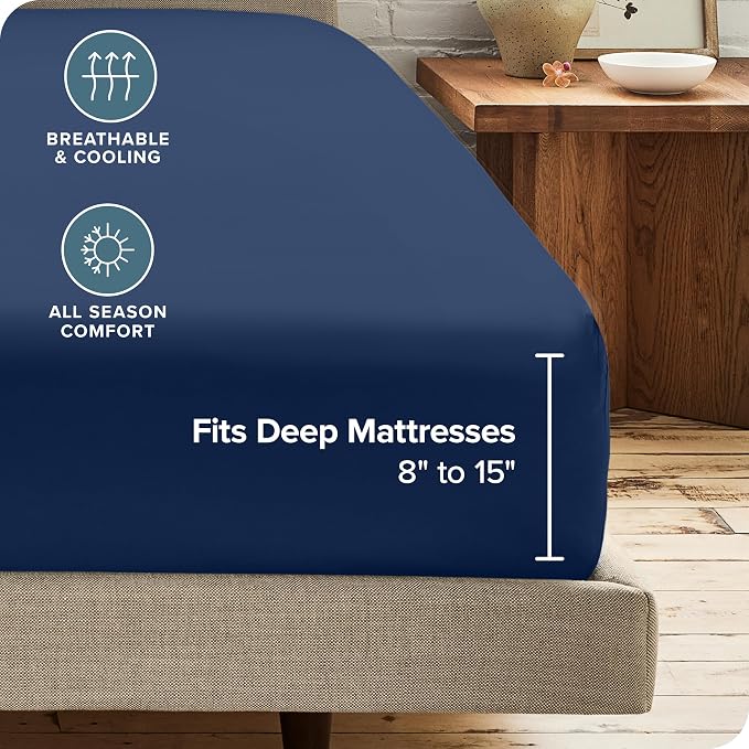 Bare Home 2-Pack Fitted Bottom Sheets Split King - Image 4