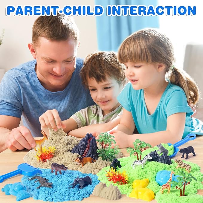 Billeeit Animal Sensory Bin Sand Toy | Play Sand Kit w/lid and 2.2lbs Moldable - Image 3