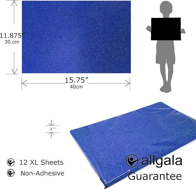 Allgala X-Large Glitter EVA Foam Sheets 12 Pack 12x16 inch Paper Sheets- Royal - Image 2