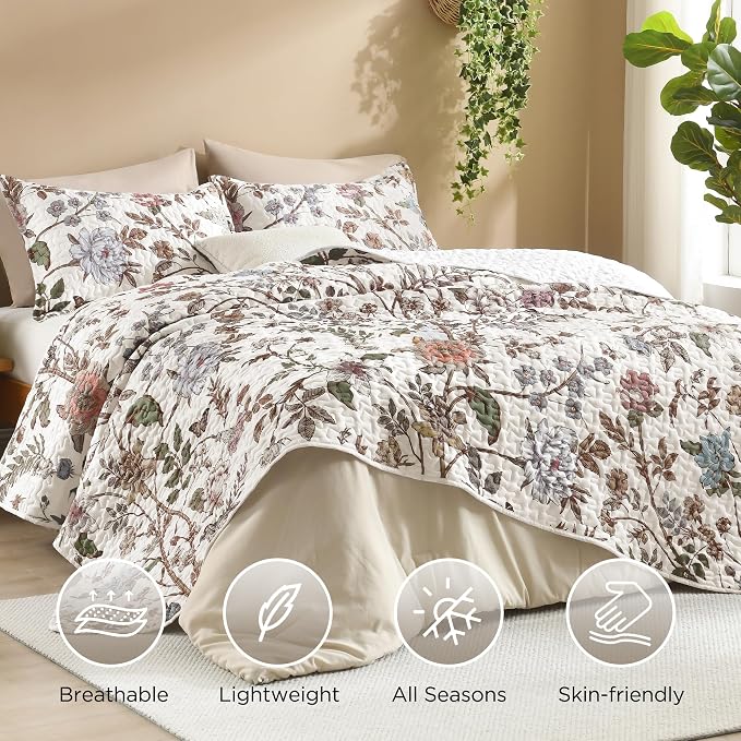 Litanika Floral White Quilt Queen Size - Image 3