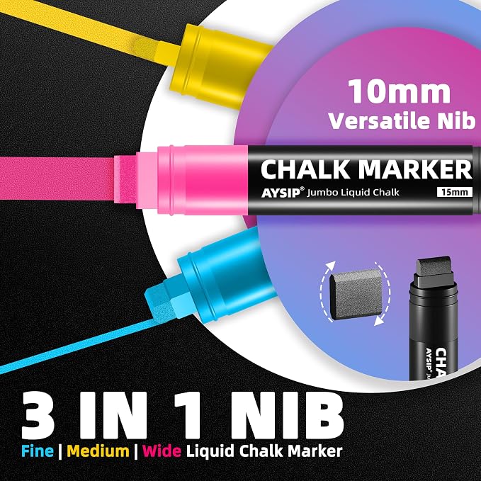 Window Chalk Markers for Blackboard，20 Colors Washable Glass Jumbo Liquid Chalk - Image 2