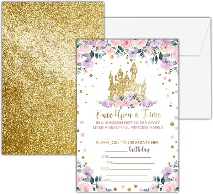 Princess Birthday Invitations, 25 Double-Sided Magical Kingdom Castle Party by seclate