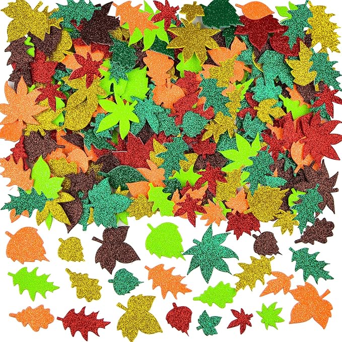Coopay Glitter Fall Leaf Stickers Thanksgiving Christmas Adhesive Foam Maple by Coopay