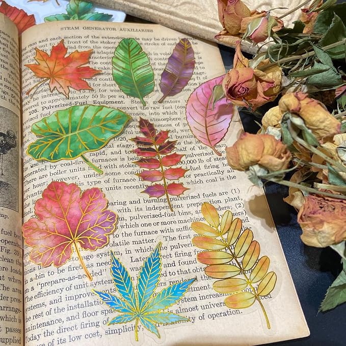 50Pcs Natural Leaves Stickers for Scrapbooking Journaling Junk Journal Supplies - Image 5