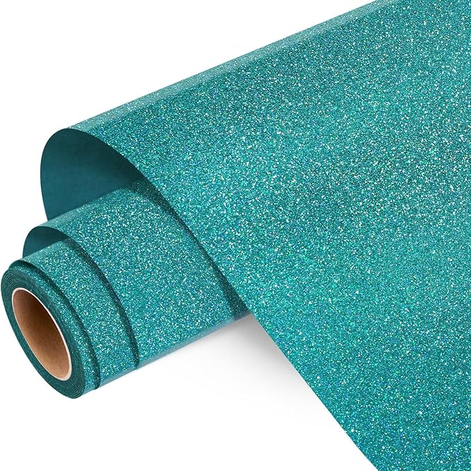WRAPXPERT Teal Glitter HTV, Holographic Glitter Heat Transfer Vinyl Roll by WRAPXPERT
