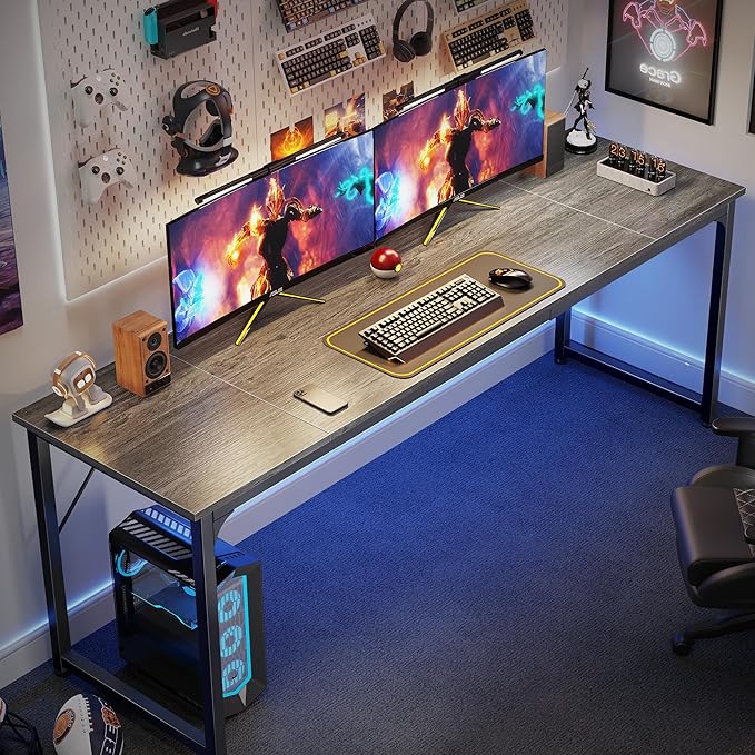 Huuger Computer Desk, 80 Inch Office Desk, Gaming Desk - Image 4