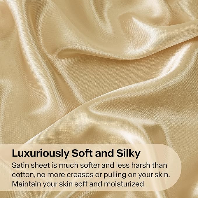 BEDELITE Satin Fitted Sheet and Pillowcases Set, Luxury Soft Similar to Silk - Image 3