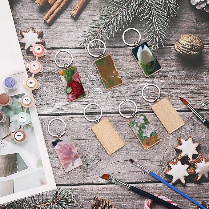 JUXYES 200 PCS Unfinished Wooden Keychain Blanks - Image 7