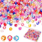 BONNY BOXX 500pcs 8mm Acrylic Faceted Round Crystal Beads Transparent Mix by BONNY+BOXX